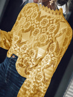 Load image into Gallery viewer, Band Collar Decorative Lace Lace Plain Blouses  | ZDT
