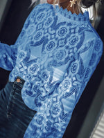 Load image into Gallery viewer, Band Collar Decorative Lace Lace Plain Blouses  | ZDT

