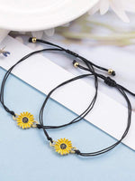 Load image into Gallery viewer, 2 pcs Adjustable Sunflower Braid Alloy Bracelets with card
