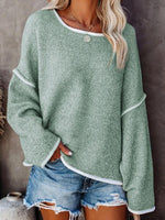 Load image into Gallery viewer, 2020 new solid color stitching long sleeve round neck loose flared sleeve sweater
