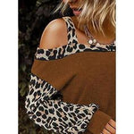 Load image into Gallery viewer, Animal Print One-Shoulder Long Sleeves Casual T-shirts
