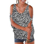Load image into Gallery viewer, Animal Print Leopard Cold Shoulder 1/2 Sleeves Casual Blouses
