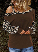 Load image into Gallery viewer, Anna's Leopard One-Shoulder Long Sleeve Casual T-Shirt
