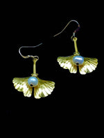 Load image into Gallery viewer, Baroque Pearls Embellished Ginkgo Leaf Earrings
