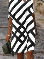 Cargar imagen en el visor de la galería, Casual V Neck Geometric Long Sleeve Dresses
