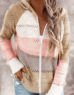 Load image into Gallery viewer, Casual Hollow Out Full-Zip Hoodie Sweater
