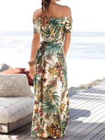 Cargar imagen en el visor de la galería, Boat Collar Printing Maxi Dress
