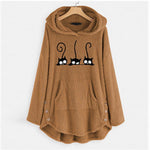 Load image into Gallery viewer, Cat Embroidered Fleece Loose Hooded Sweatshirt
