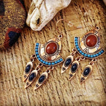 Load image into Gallery viewer, Bohemia Beads Embellished Tassel Turquoise Earrings
