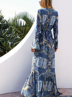 Cargar imagen en el visor de la galería, Bohemian V-Neck Printing Maxi Dress
