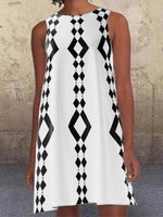 Cargar imagen en el visor de la galería, Black 1960's Geometric Pattern Pockets A-Line Retro Printed Casual Dresses
