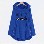 Load image into Gallery viewer, Cat Embroidered Fleece Loose Hooded Sweatshirt
