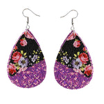 Load image into Gallery viewer, 2 Layered Leopard/Floral Splicing Leather Earrings
