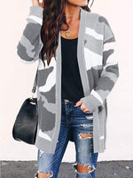 Load image into Gallery viewer, Camouflage Mid-length Knitted Cardigan
