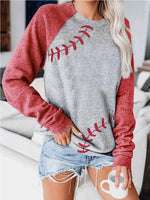 Load image into Gallery viewer, Baseball Lace One The Side Colorblock Women's Sweatshirt
