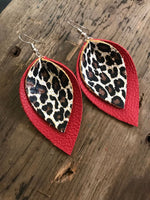 Load image into Gallery viewer, Black and Leopard Leather Earrings
