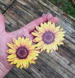 Load image into Gallery viewer, Bright Wooden Sunflower Earrings
