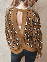 Load image into Gallery viewer, Casual Backless Leopard Print Women Sweater
