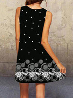 Cargar imagen en el visor de la galería, Black Crew Neck A-Line Polka Dots Sleeveless Dresses
