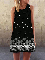 Cargar imagen en el visor de la galería, Black Crew Neck A-Line Polka Dots Sleeveless Dresses
