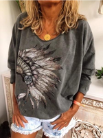 Load image into Gallery viewer, Casual Plus Long Sleeve Printed T Shirt Tops Tunic
