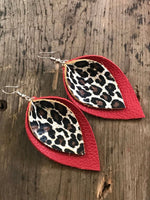 Load image into Gallery viewer, Black and Leopard Leather Earrings
