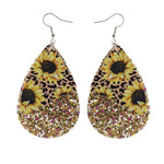 Load image into Gallery viewer, 2 Layered Leopard/Floral Splicing Leather Earrings
