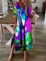 Cargar imagen en el visor de la galería, Blue Half Sleeve Casual Dress
