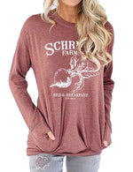 Load image into Gallery viewer, Carrot print loose round neck long sleeve t-shirt
