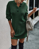 Load image into Gallery viewer, Button Solid Sweater Dress
