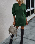 Load image into Gallery viewer, Button Solid Sweater Dress
