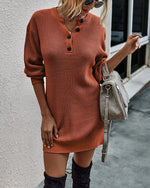 Load image into Gallery viewer, Button Solid Sweater Dress
