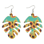 Load image into Gallery viewer, BOHO Leaf Pattern Sunflower Earrings
