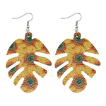 Load image into Gallery viewer, BOHO Leaf Pattern Sunflower Earrings
