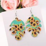 Load image into Gallery viewer, BOHO Leaf Pattern Sunflower Earrings
