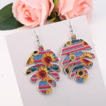Load image into Gallery viewer, BOHO Leaf Pattern Sunflower Earrings
