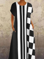 Cargar imagen en el visor de la galería, Black Casual A-Line Short Sleeve Dresses
