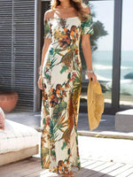 Cargar imagen en el visor de la galería, Boat Collar Printing Maxi Dress
