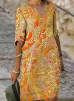 Cargar imagen en el visor de la galería, Casual Floral Tunic V-Neckline A-line Dress
