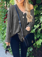 Load image into Gallery viewer, Buttoned V-neck Loose Knit Sweater
