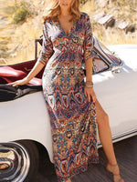 Cargar imagen en el visor de la galería, Boho Printing Knitting Maxi Dress
