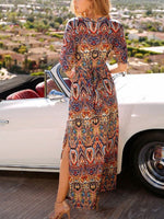 Cargar imagen en el visor de la galería, Boho Printing Knitting Maxi Dress
