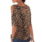 Load image into Gallery viewer, Animal Print Leopard Cold Shoulder 1/2 Sleeves Casual Blouses
