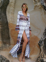 Cargar imagen en el visor de la galería, Bohemian V-Neck Printing Maxi Dress
