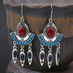 Load image into Gallery viewer, Bohemia Beads Embellished Tassel Turquoise Earrings
