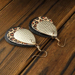Load image into Gallery viewer, 3 Layered Leopard Leather Earrings

