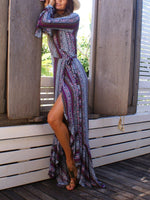 Cargar imagen en el visor de la galería, Bohemian V-Neck Printing Maxi Dress
