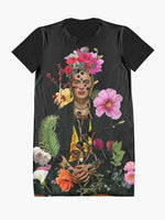 Load image into Gallery viewer, Black Floral Printed Pockets Short Sleeve Casual T-shirt Dresses
